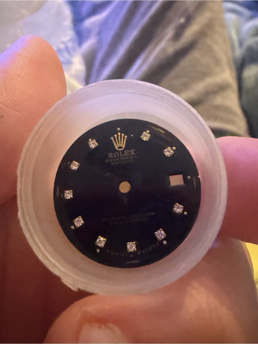 Rolex Black Dial With Gold Crown And Diamond Markers